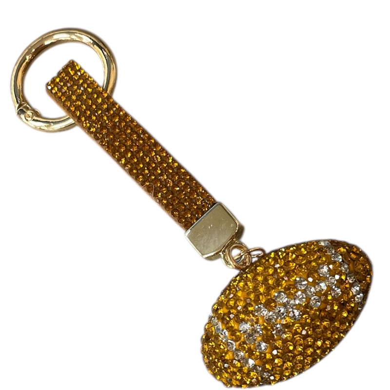 KC5020 FOOTBALL TOPAZ RHINESTONE PAVE KEYCHAIN