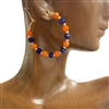 KE1450RO ROYAL BLUE AND ORANGE   HOOP EARRINGS