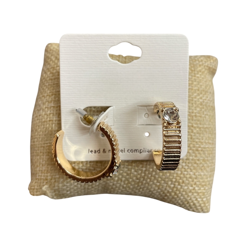 KE1817 SMALL CRYSTAL TEXTURED SEMI HOOP