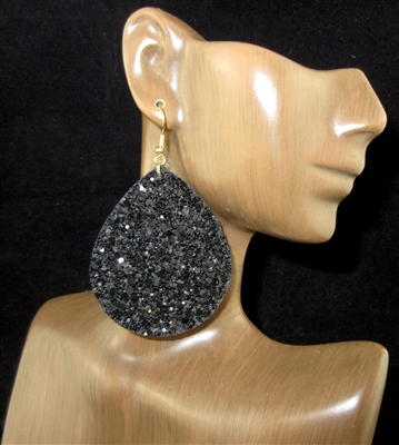 KE7577 GLITTERY LARGE TEARDROP DANGLE EARRINGS