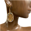 KE8033 OVAL GLITTER RHINESTONE  EARRINGS