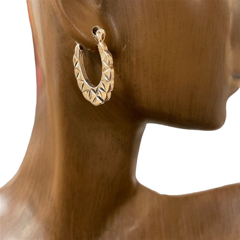 KE8118 BRASS PLATED TEXTURE SMALL HOOP EARRINGS