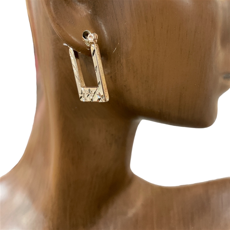 KE8119 BRASS''  SMALL RECTANGLE EARRINGS