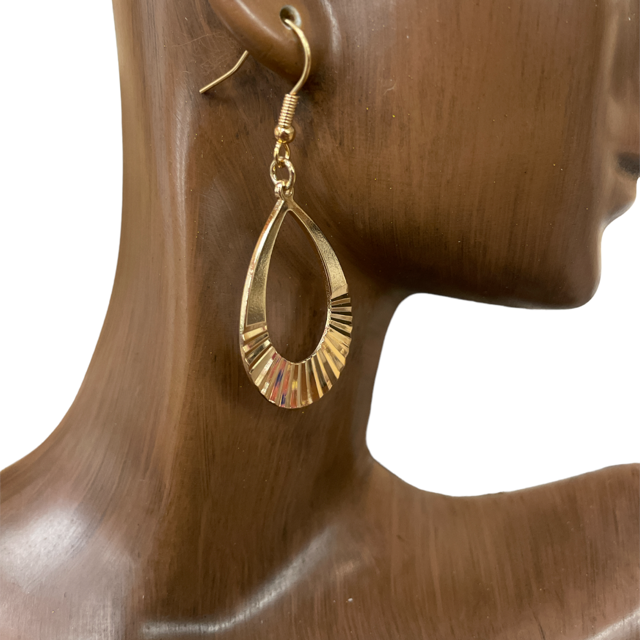 KE8133  HAMMERED  BRASS TEARDROP  EARRINGS