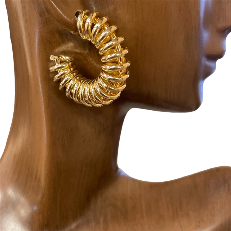 KE8151 MEDIUM SIZE TWISTED OPEN HOOP EARRINGS
