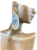 KE8266 OVAL HAIR ON HIDE BRIGHT LEATHER EARRINGS