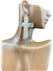 KE8271 CROSS HAIR ON HIDE BRIGHT LEATHER EARRINGS