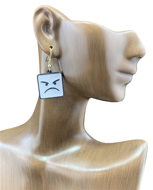 KE8356 COLORFUL ANGRY FACE SQUARE POST EARRINGS