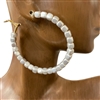 KE8825 SMALL SQUARE BEADED LIGHTWEIGHT HOOP EARRINGS