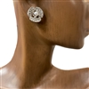 KER4588  SMALL RHINESTONE FLOWER PEARL IN CENTER EARRINGS