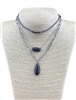 KN-0083 BLACK NICKEL ANTIQUE TEARDROP STONE 3 LAYER NECKLACE