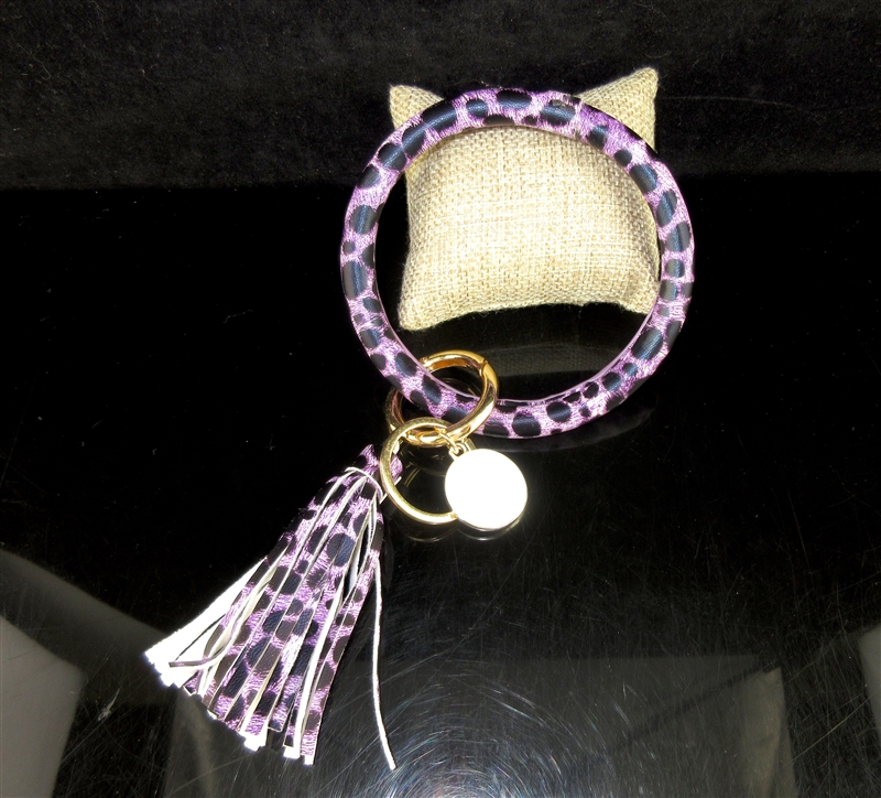 KR78929 ANIMAL PATTERN "PURPLE LEOPARD" KEY RING