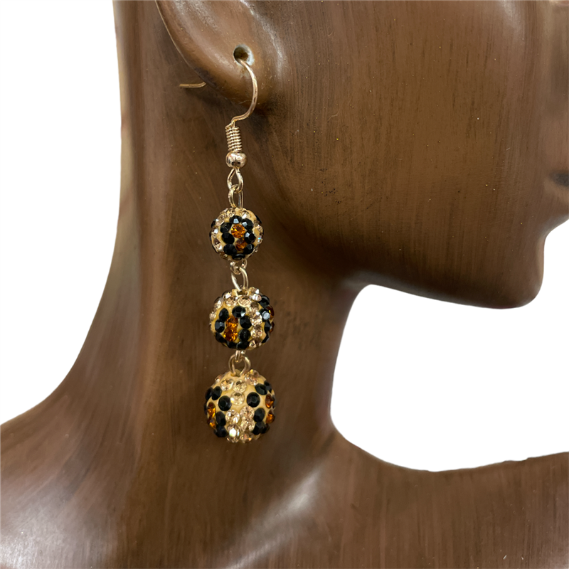 LC3812 LEOPARD PAVE BALL EARRINGS