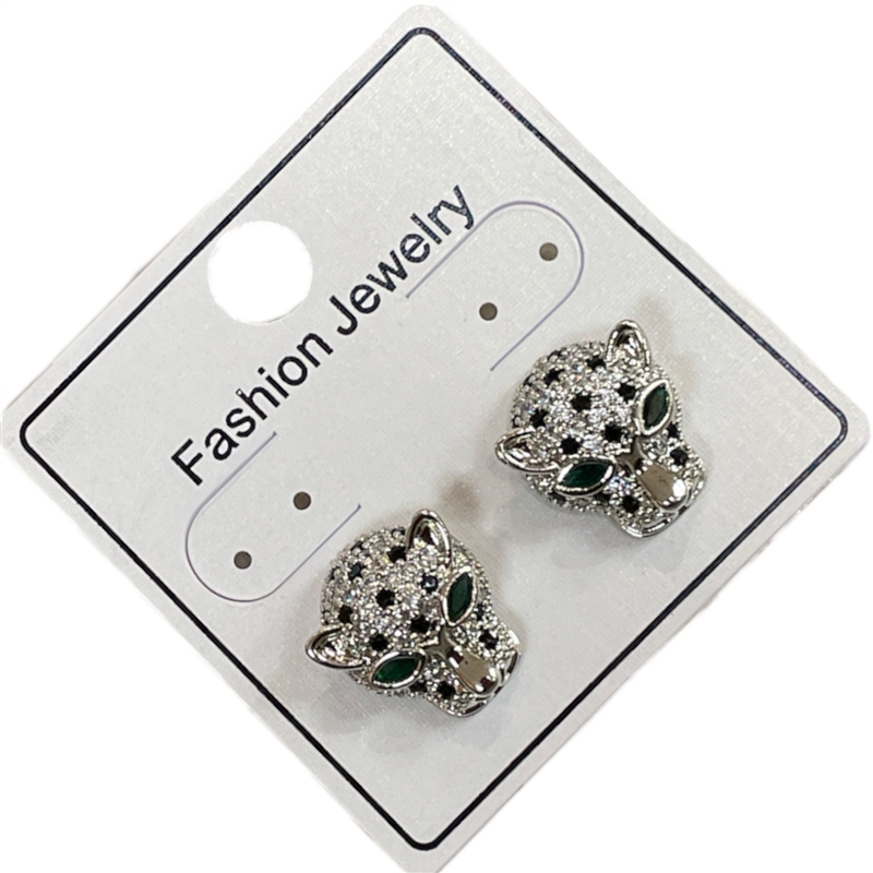 LE295  RHINESTONE LEOPARD EARRINGS