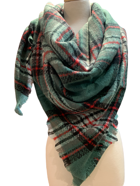 LOF904 PLAID PATTERN SQUARE SCARF