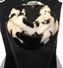 LOF1235-1 CHUNKY BLACK AND WHITE COW PRINT INFINITY SCARF
