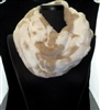 LOF1235-2 CHUNKY BEIGE AND WHITE COW PRINT INFINITY SCARF