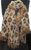 LOF1246-1 SHINY BROWN LOEPARD PRINT LARGE SCARF