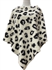 LOF1257LW   BLACK WHITE LEOPARD PRINT PONCHO