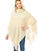 LOF1303 IVORY KNITTED FOLDOVER BUTTON COLLAR PONCHO