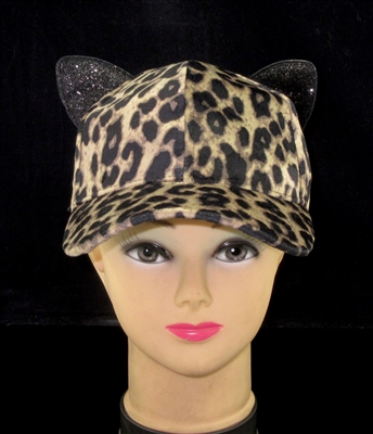 LOH142 ANIMAL PRINT KITTY EARS HAT