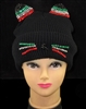 LOH160 RHINESTONE KITTY EARS X-MAS BEANIE HAT