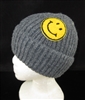 LOH169C SMILEY FACE CHARCOAL BEANIE HAT