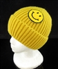 LOH169M SMILEY FACE MUSTARD YELLOW BEANIE HAT