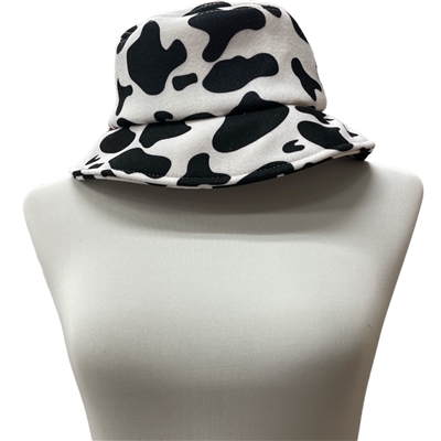 LOH178WB  WHITE BLACK COW PRINT HAT
