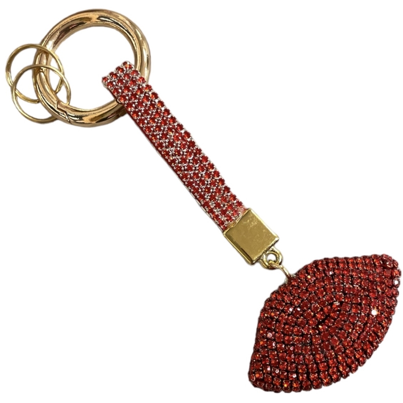 LP0809 RED RHINESTONE LIPS KEYCHAIN