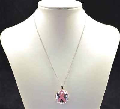 M03444NLRO Never Give Up Pink Ribbon Necklace