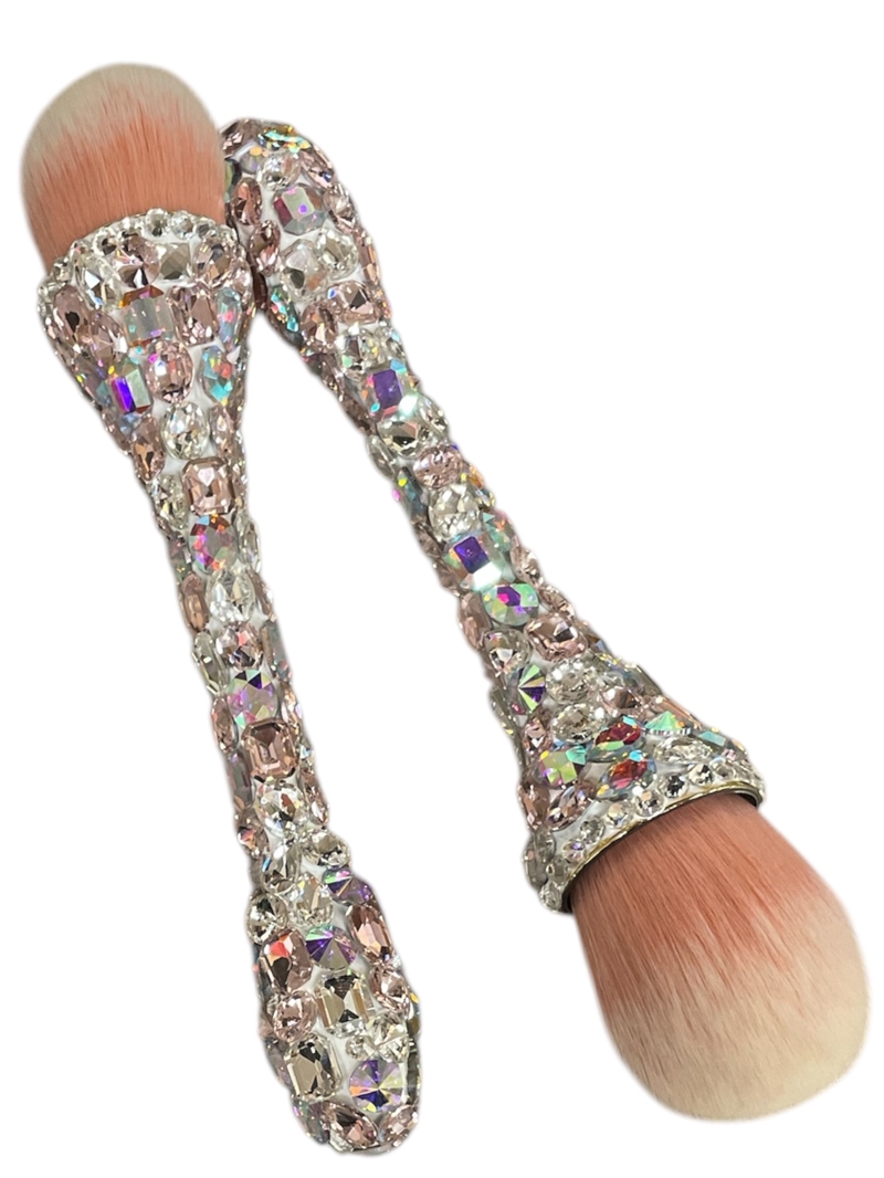 MB02  CRYSTAL PINK MULTI RHINESTONES MAKE UP BRUSH