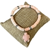 MB7892P PINK TURTLE CHARM BEADED STRETCH BRACELET