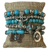 MB90113 TURQUOISE & SILVER MULTI  BUTTERFLY BEADED 5 PCS BRACELET SET