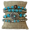 MB90116 TURQUOISE & SILVER MULTI BEADED 4 PCS BRACELET SET