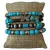 MB90118 TURQUOISE MULTI BEADED BUTTERFLY 4 PCS BRACELET SET