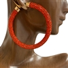 ME01O  ORANGE LARGE RHINESTONE HOOP EARRINGS