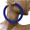 ME01RB  ROYAL BLUE LARGE RHINESTONE HOOP EARRINGS