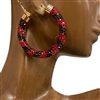 ME02-RB SMALL BLACK & RED HOOP EARRINGS