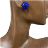 ME03BL  BLUE RHINESTONE PAVE ROUND STUD EARRINGS