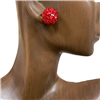 ME03RD  RED RHINESTONE PAVE ROUND STUD EARRINGS