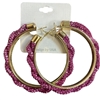 ME06 LARGE ROPE RHINESTONE HOOP EARRINGSS