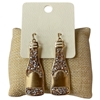 ME10561 CHAMPAGNE BOTTLE PEACH CRYSTAL EARRINGS