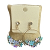 ME11190 LIGHT BLUE FLOWER CLUSTER GOLD POST EARRINGS