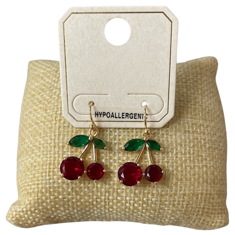 ME11406  SMALL  CRYSTAL  CHERRY  EARRINGS