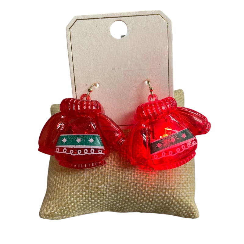 ME11544S '' LIGHT-UP'' UGLY SWEATER  EARRINGS