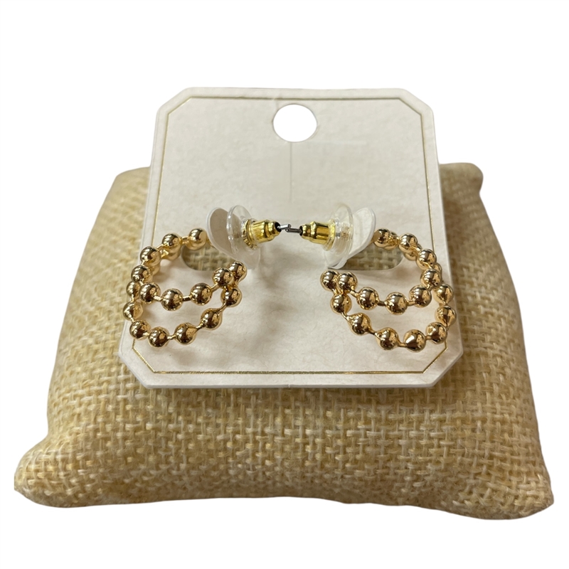 ME11574 SMALL GOLD BEADED HOOP EARRINGS