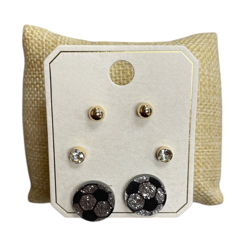 ME11610 SMALL SOCCER BALL 3 PAIR STUD SET