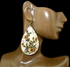 ME1435 AB CRYSTAL NATURAL LEOPARD CACTUS TEARDROP EARRINGS