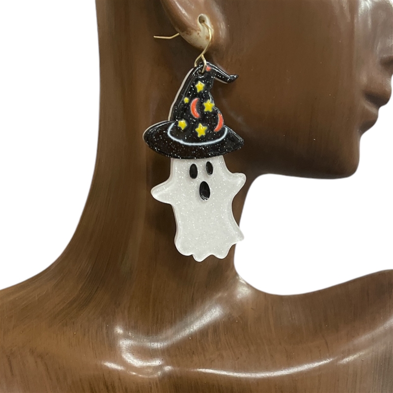 ME1643 WHITE ACRYLIC GHOST EARRINGS